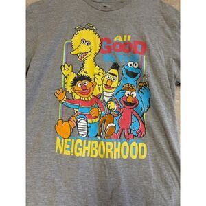 Sesame Street All Good In The Neighborhood Graphic T-Shirt Gray Mens Large L